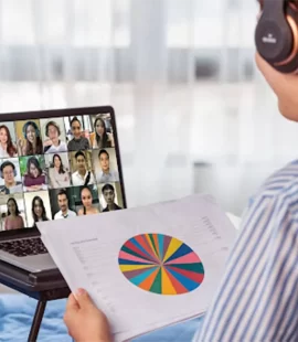 Girl Using Virtual Classroom Management for Special Needs assistance from her home